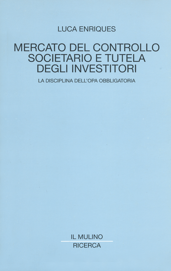 Copertina del libro Mercato del controllo societario e tutela degli investitori